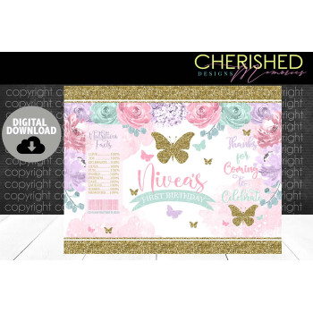 Little Girls Bufferfly Roses Chip Bag